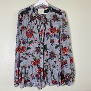 Maeve‎ Anthropologie Bohemian Multicolor Floral Button Down Blouse Size 10